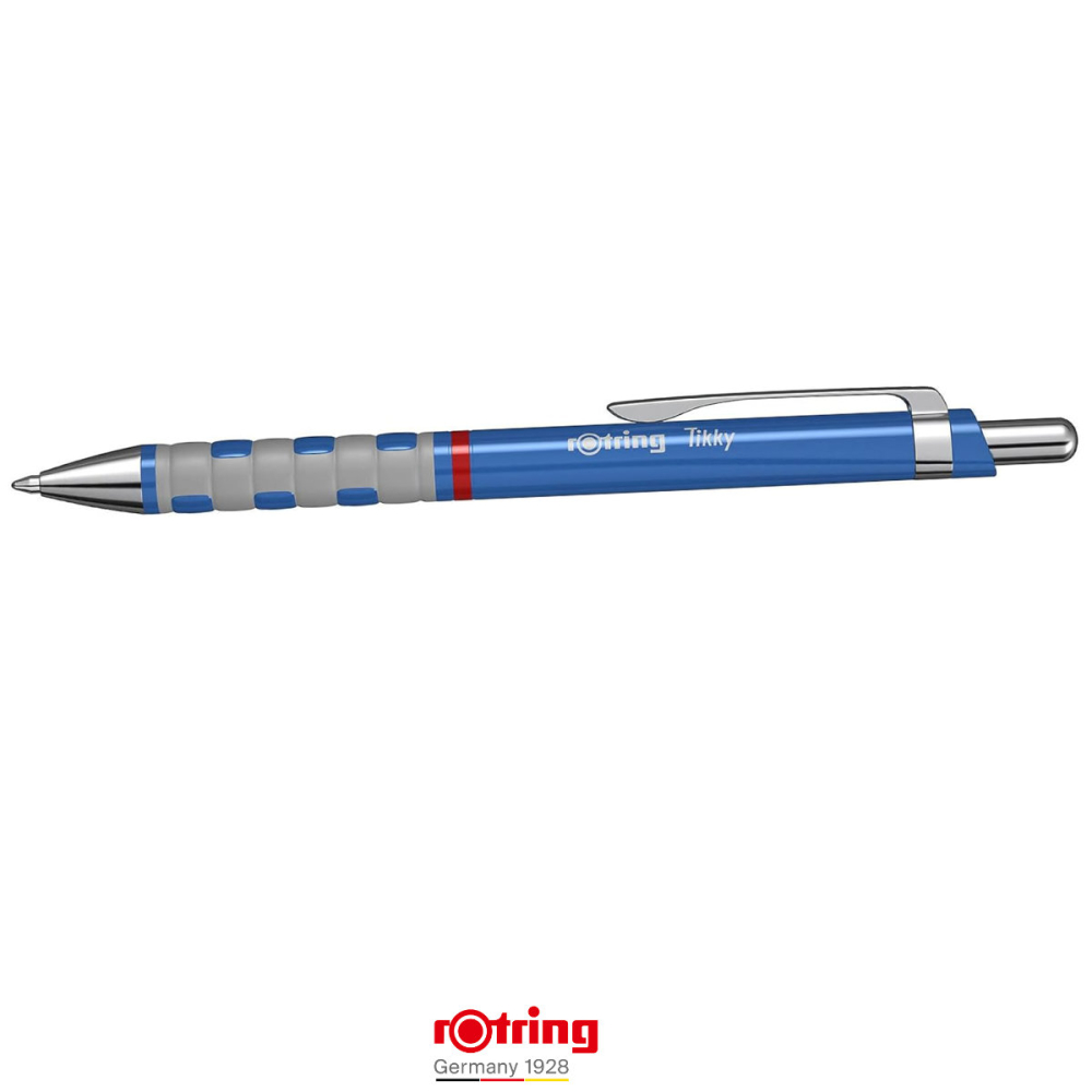 Pix Tikky 3 Albastru cu Clip, Mina Jumbo Albastra 0.7mm, Grip Ergonom din Cauciuc, pentru Scriere Extensiva, Rotring [3]