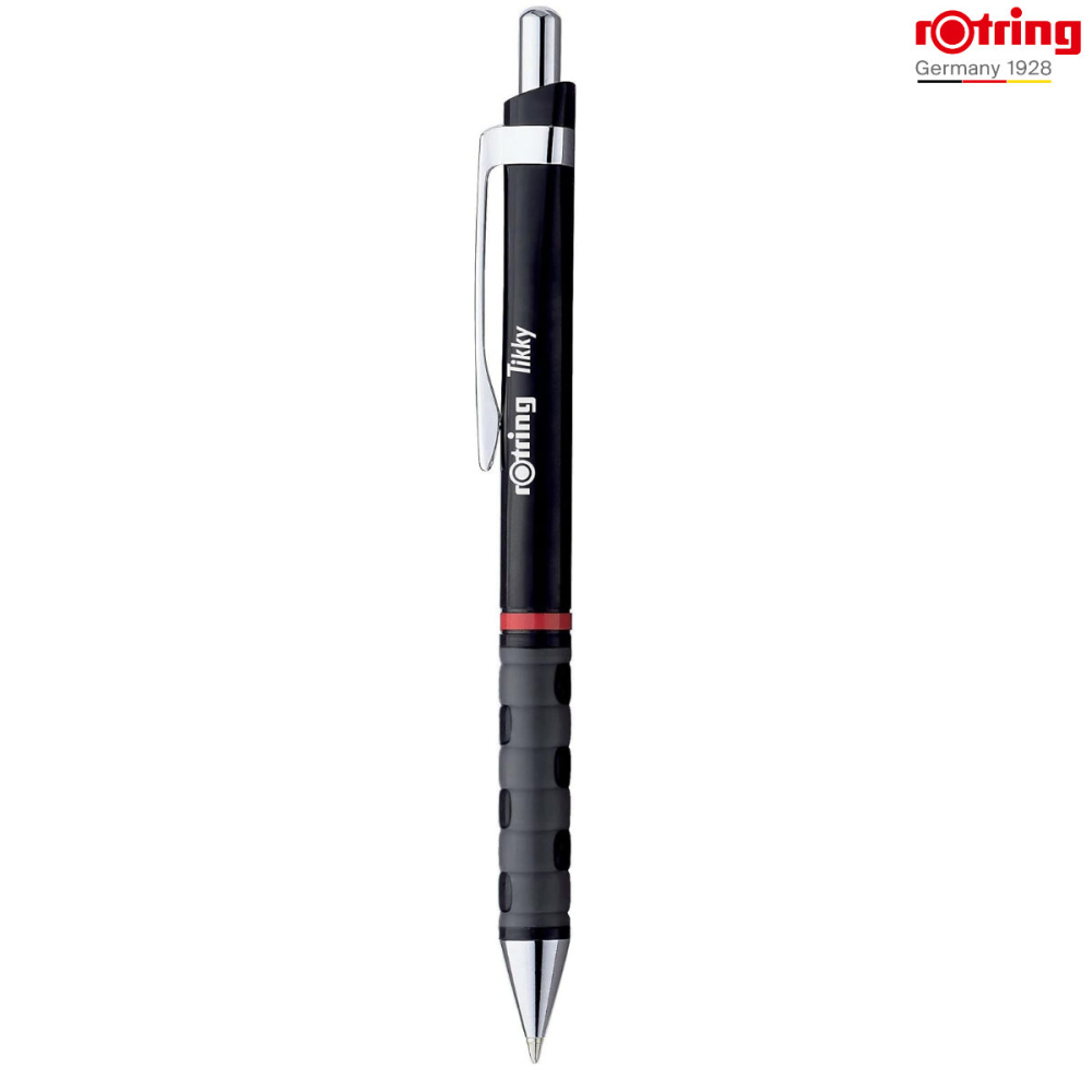 Pix Tikky 3 Negru cu Grip Ergonom din Cauciuc si Mina Jumbo Albastra 0.7mm, pentru Scriere Extensiva si Zilnica, Rotring [2]