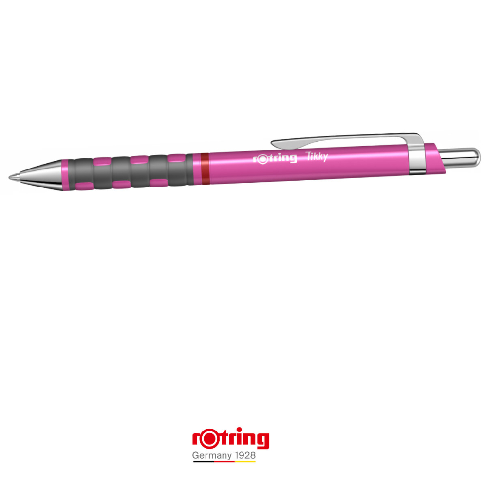 Pix Tikky 3 Roz Neon cu Clip, Mina Jumbo Albastra 0.7mm, Grip Ergonom din Cauciuc, pentru Scriere Extensiva, Rotring [3]