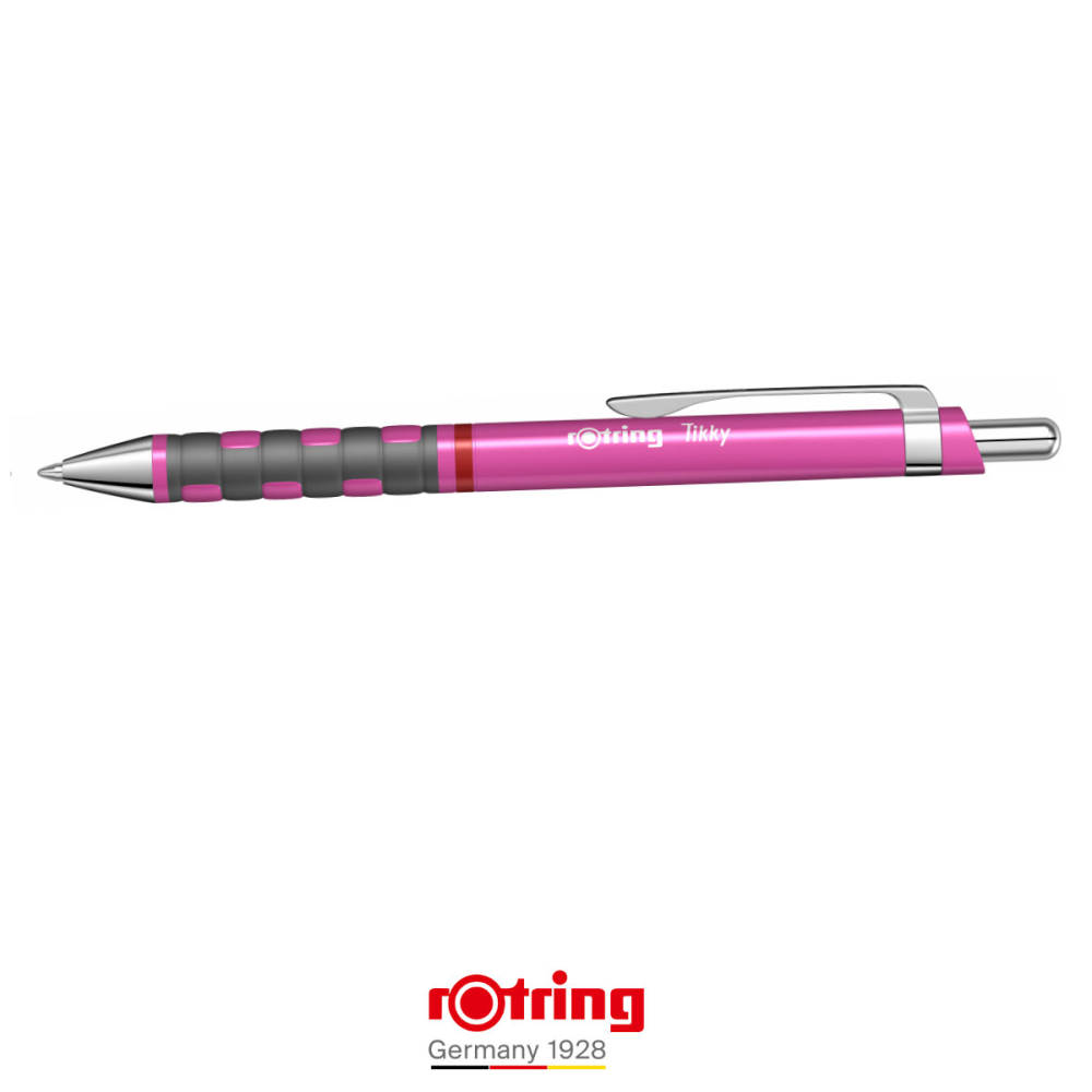 Pix Tikky 3 Roz Neon cu Clip, Mina Jumbo Albastra 0.7mm, Grip Ergonom din Cauciuc, pentru Scriere Extensiva, Rotring [3]