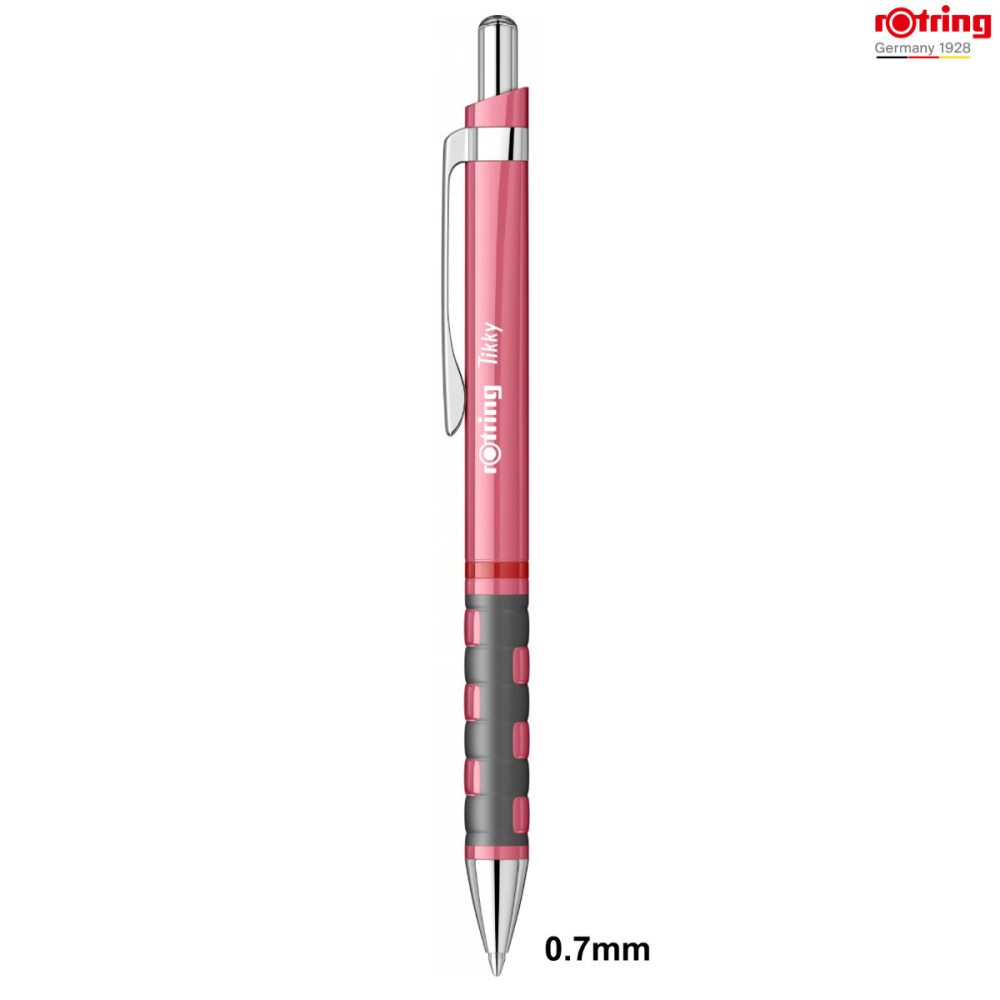 Pix Tikky 3 Roz Sidefat cu Clip, Mina Jumbo Albastra, Grip Ergonom din Cauciuc, pentru Scriere Extensiva si Zilnica, Rotring [2]