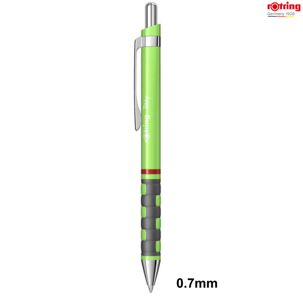 Pix Tikky 3 Verde Neon cu Clip, Mina Jumbo Albastra 0.7mm, Grip Ergonom din Cauciuc, pentru Scriere Extensiva si Uz Intensiv, Rotring [2]