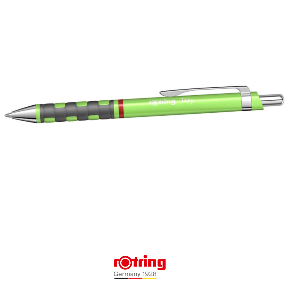 Pix Tikky 3 Verde Neon cu Clip, Mina Jumbo Albastra 0.7mm, Grip Ergonom din Cauciuc, pentru Scriere Extensiva si Uz Intensiv, Rotring [3]