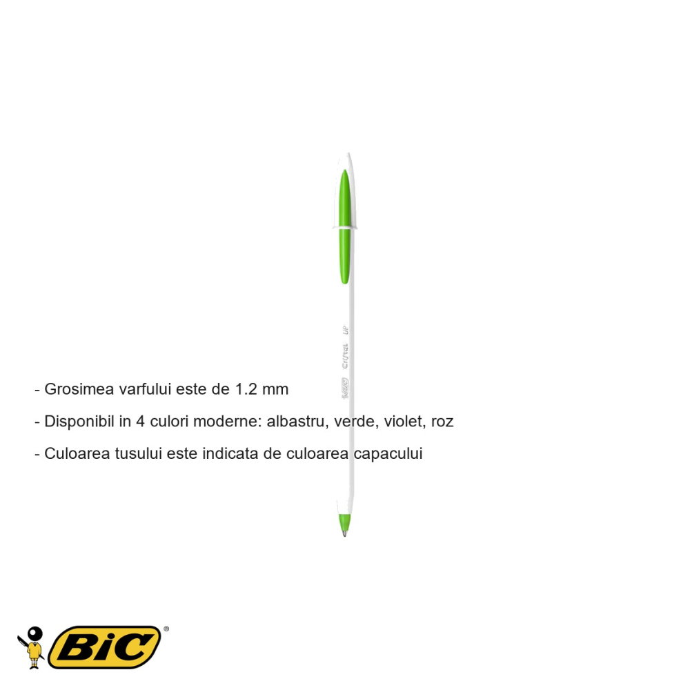 Pix unica folosinta Bic Cristal Up Fun, varf 1.2 mm, cerneala albastra, scriere fluida [2]