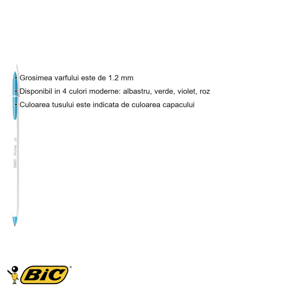 Pix unica folosinta Bic Cristal Up Fun, varf 1.2 mm, cerneala albastra, scriere fluida [3]
