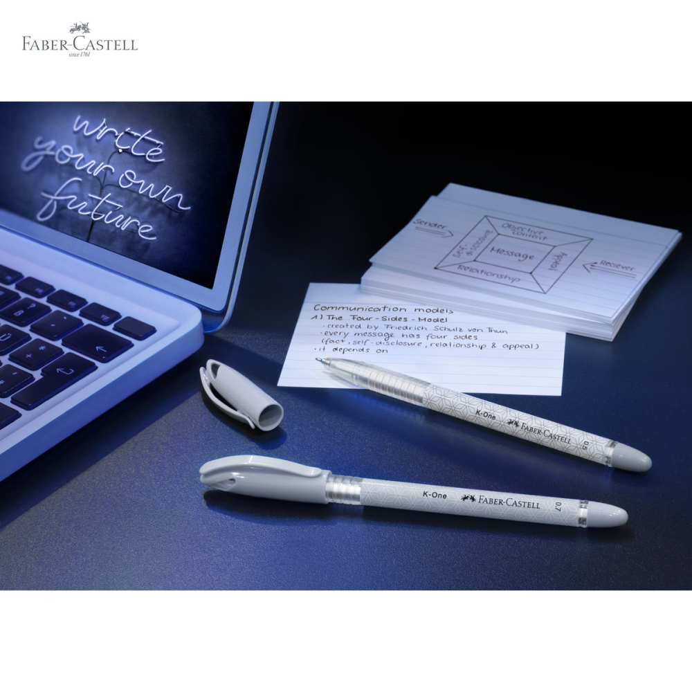 Pix unica folosinta Faber-Castell K1, varf 0.5mm, cerneala neagra rezistenta la apa, corp ergonomic triunghiular [5]