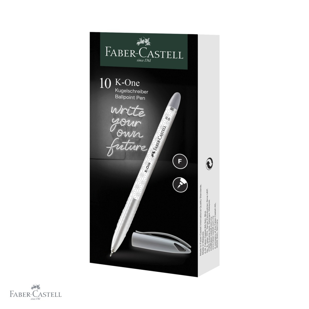 Pix unica folosinta Faber-Castell K1, varf 0.5mm, cerneala neagra rezistenta la apa, corp ergonomic triunghiular [4]