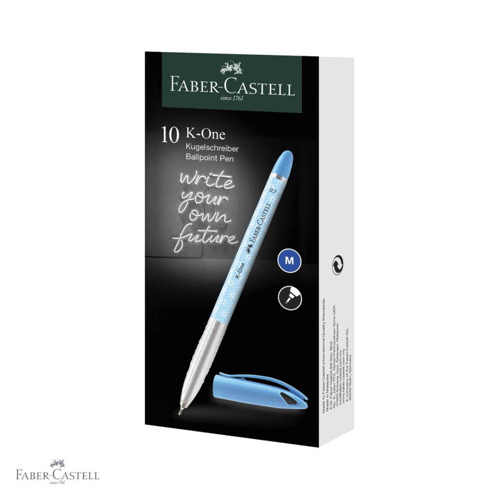 Pix unica folosinta Faber-Castell K1, varf 0.7mm, cerneala albastra rezistenta la apa, corp ergonomic triunghiular [4]