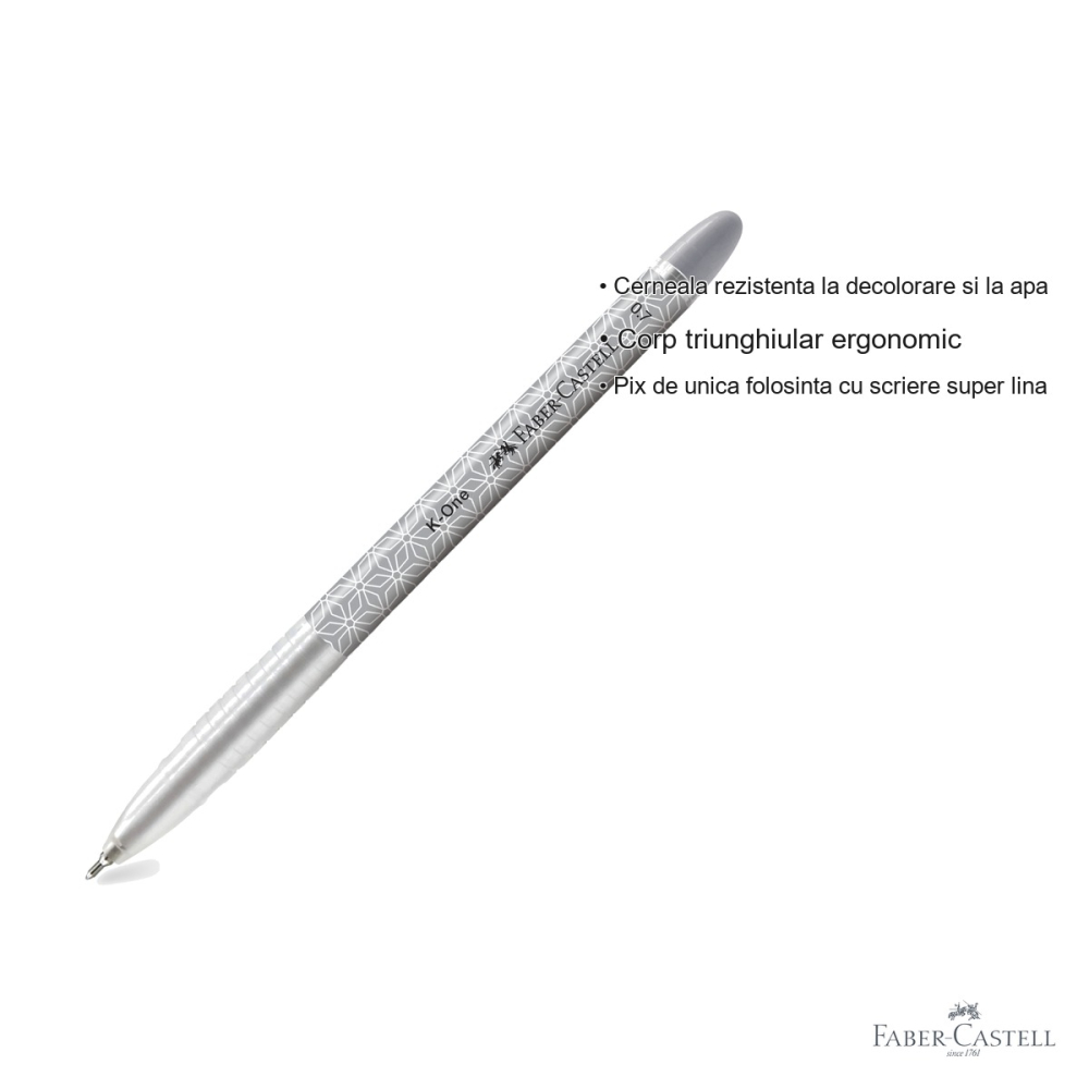 Pix unica folosinta Faber-Castell K1, varf 0.7mm, cerneala neagra, scriere lina, corp ergonomic triunghiular [3]