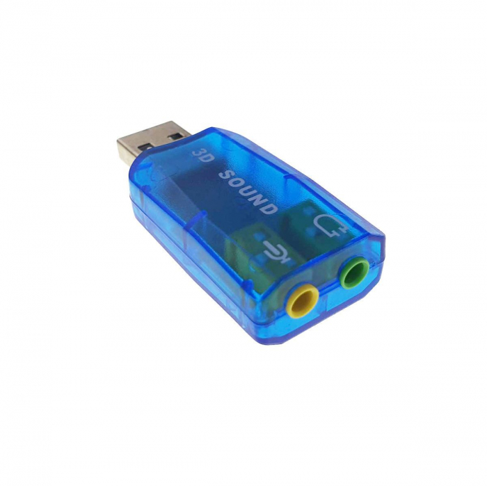 Placa de sunet USB, 3D Sound, intrare microfon 1x jack 3.5mm si iesire audio stereo 1x jack 3.5mm [2]