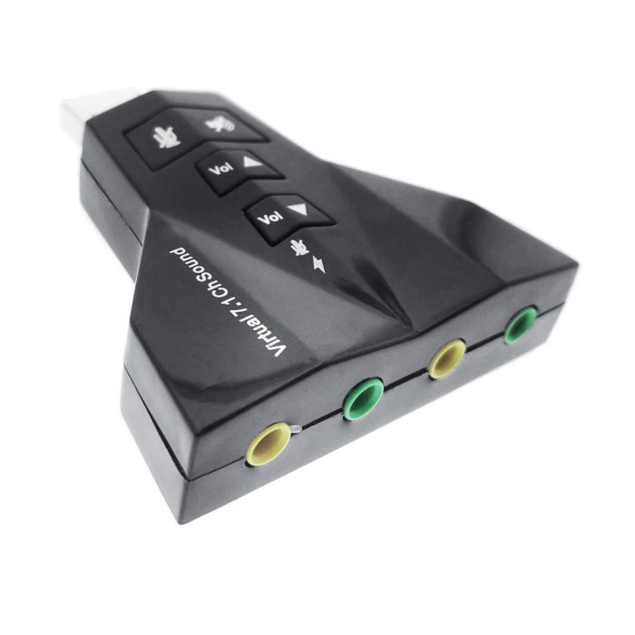 Placa de sunet USB externa, cu 4 porturi Jack 3.5 mm, 7.1 USB Virtual Channel Sound, neagra [4]
