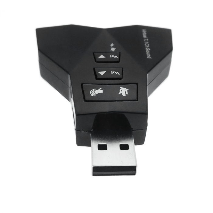Placa de sunet USB externa, cu 4 porturi Jack 3.5 mm, 7.1 USB Virtual Channel Sound, neagra [2]