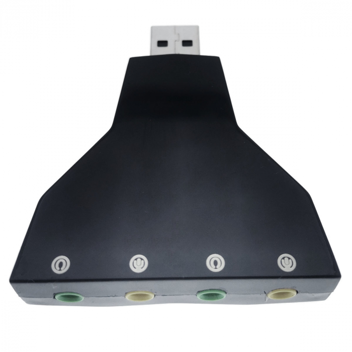 Placa de sunet USB externa, cu 4 porturi Jack 3.5 mm, 7.1 USB Virtual Channel Sound, neagra [5]