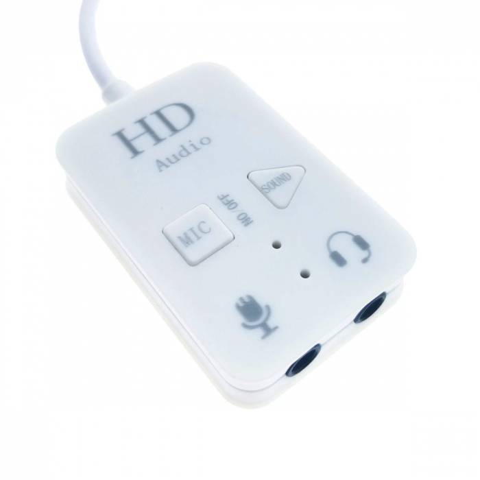 Placa de sunet USB Tip C, cu iesire 2 x Jack 3.5mm mama, Virtual 7.1 Channel, butoane de comanda, indicatori Led, alba [4]