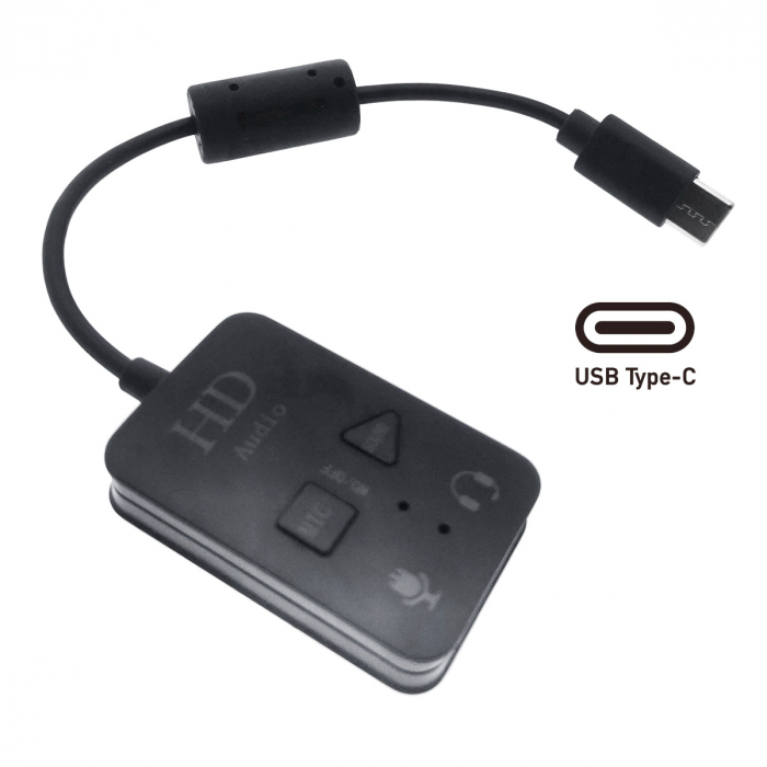 Placa de sunet USB Tip C, Virtual 7.1 Channel, cu iesire 2 x Jack 3.5mm mama, butoane de comanda, indicatori Led, neagra [2]
