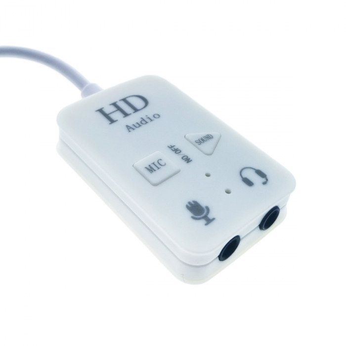 Placa de sunet USB, Virtual 7.1 Channel, cu iesire 2 x Jack 3.5mm mama, butoane de comanda, indicator Led, alba [4]