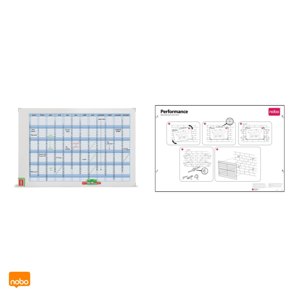 Planner anual magnetic Nobo Performance, suprafata cu stergere usoara, kit magnetic de planificare inclus, 90x60 cm [4]