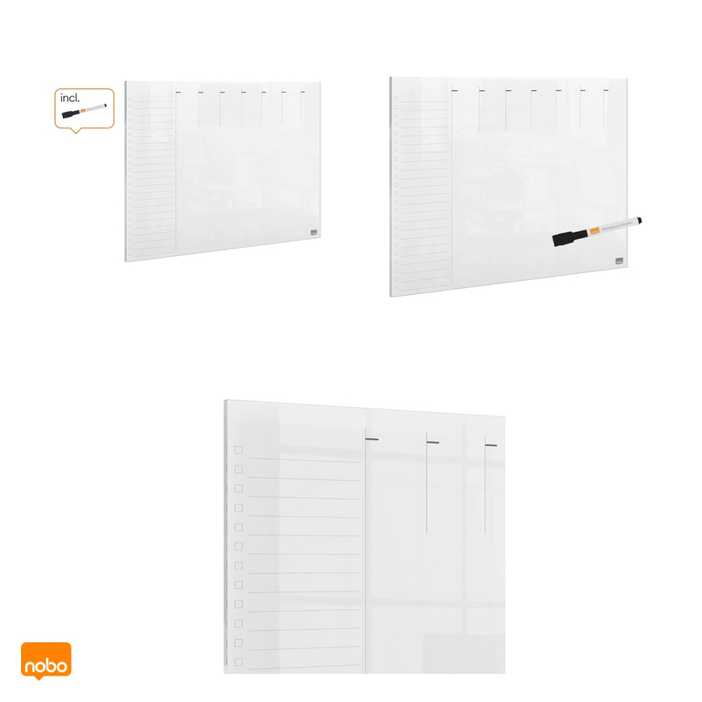 Planner saptamanal Nobo din acril, A4, fara rama, reinscriptibil, montare pe perete sau pe birou, marker inclus, 210x8x297 mm, transparent [5]