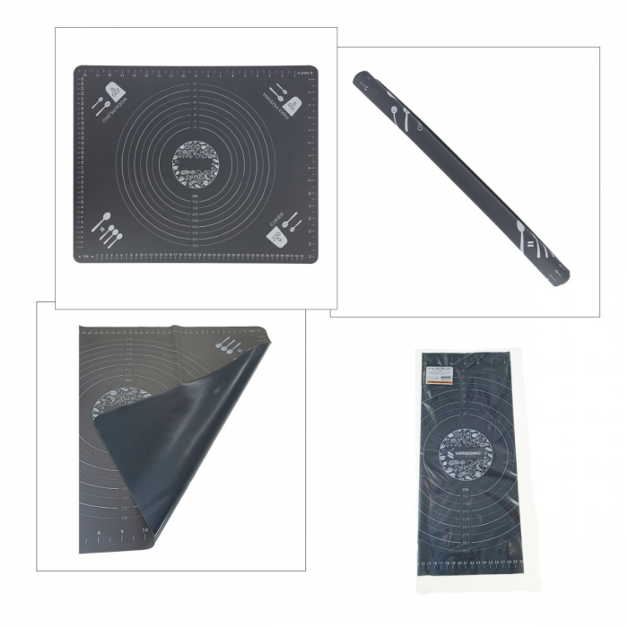 Plansa modelatoare 400x500 mm, cu grile de masurare marcate, din silicon alimentar pentru framantat, gri [5]