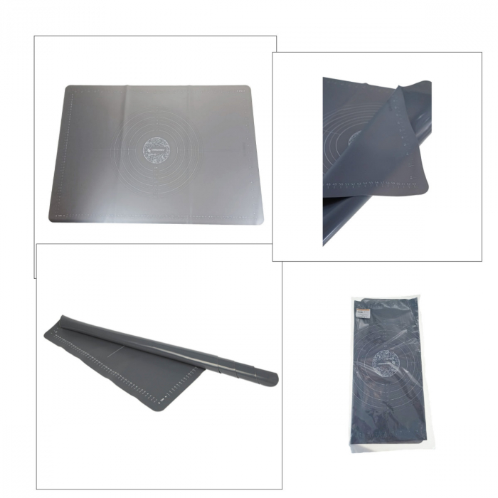 Plansa modelatoare 500x700 mm, cu grile de masurare marcate, din silicon alimentar pentru framantat, gri [4]