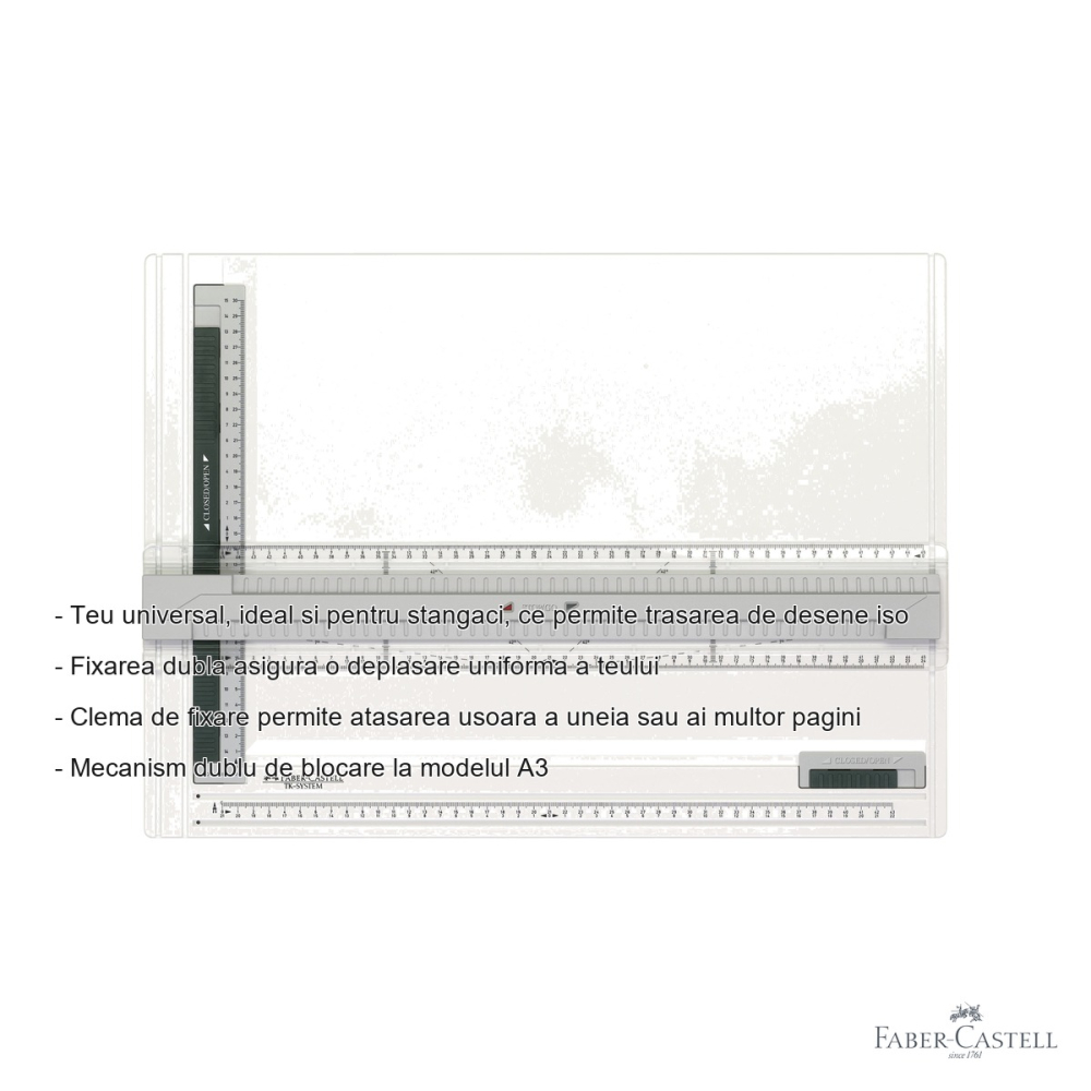 Planseta de proiectare A3 Faber-Castell TK-System, mecanism dublu de blocare, pentru desen tehnic [2]
