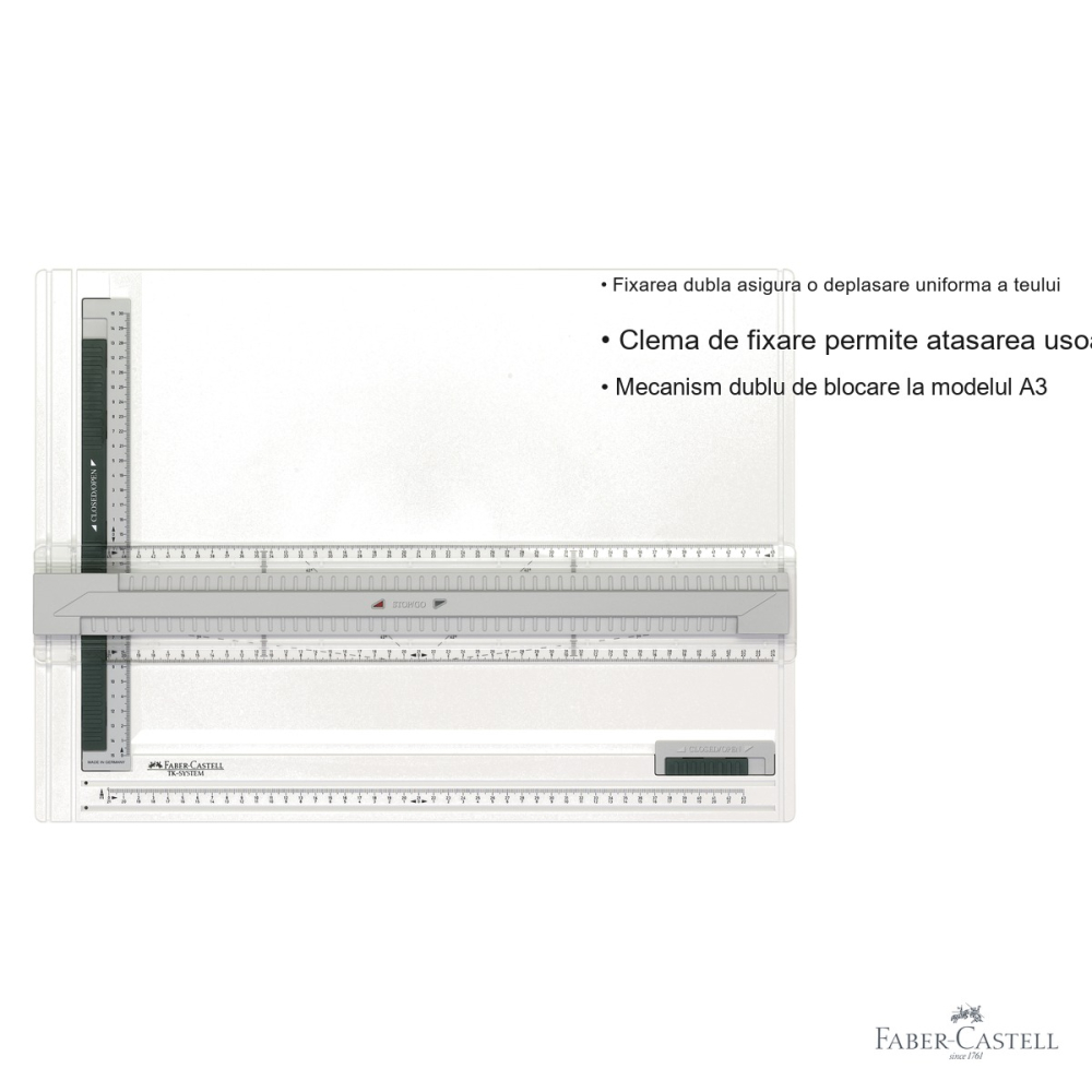 Planseta de proiectare A3 Faber-Castell TK-System, mecanism dublu de blocare, pentru desen tehnic [3]