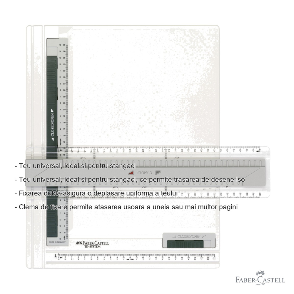 Planseta de proiectare A4 Faber-Castell TK-System, cu teu universal si sistem Stop/Go, pentru desen tehnic [2]