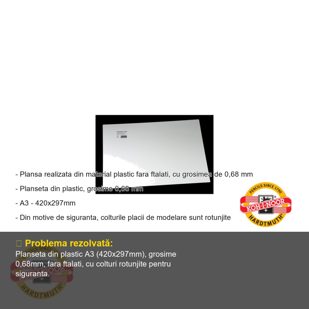 Planseta pentru modelaj Koh-I-Noor, plastic fara ftalati, format A3, protectie masa de lucru [2]