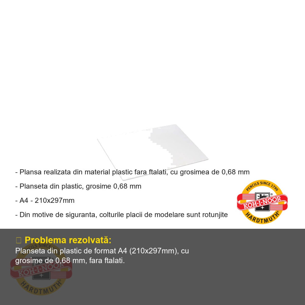 Planseta pentru modelat plastilina Koh-I-Noor, plastic rezistent fara ftalati, format A4, pentru copii si scoala [2]