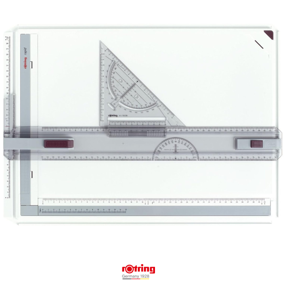 Planseta Proiectare A3 Rapid Rotring, Set Profesional cu Echer si Sistem Triplu de Fixare [2]
