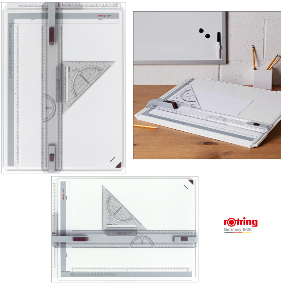 Planseta Proiectare A3 Rapid Rotring, Set Profesional cu Echer si Sistem Triplu de Fixare [4]