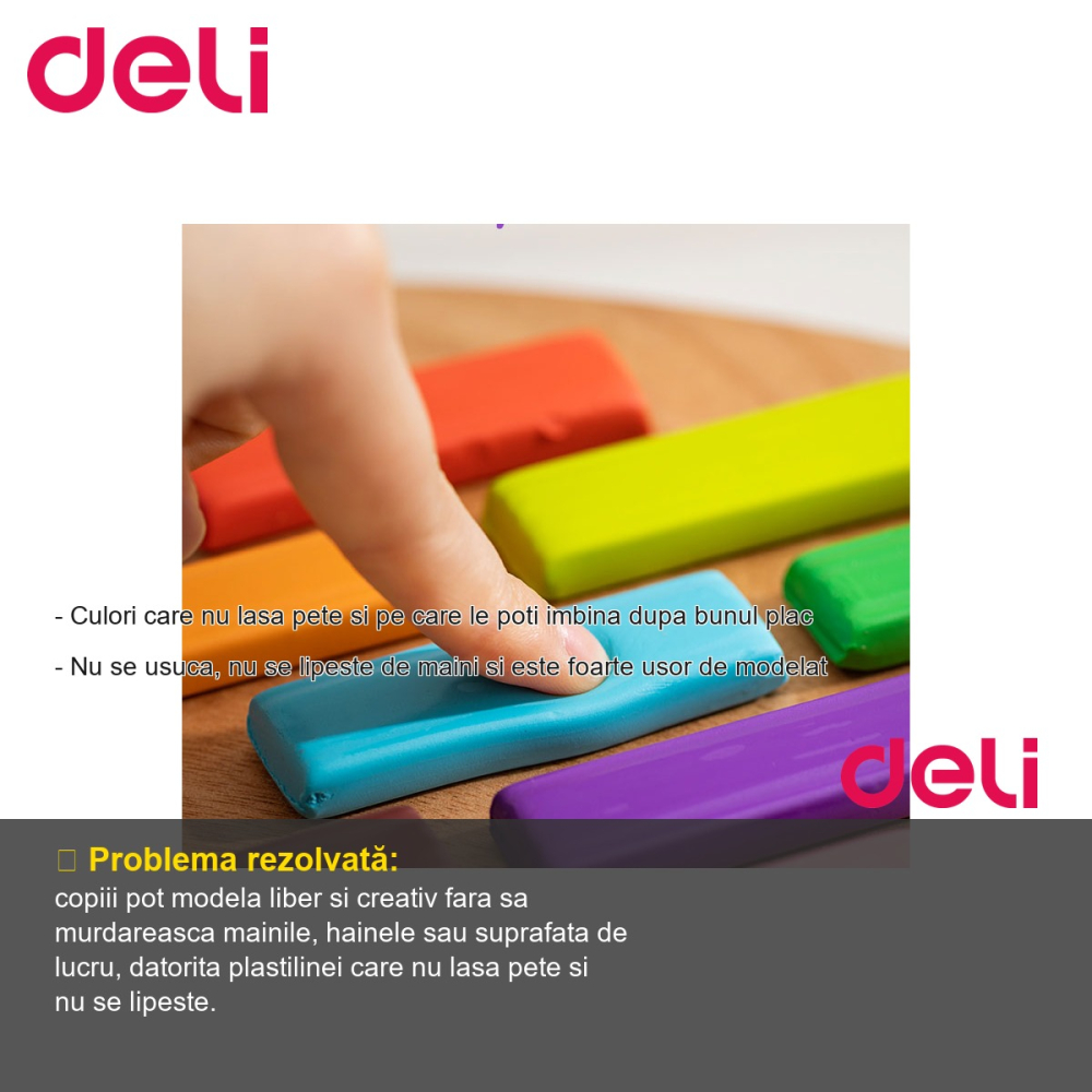 Plastilina Deli 6 culori, 120g, cutie carton, pentru modelaj si lucru manual [2]