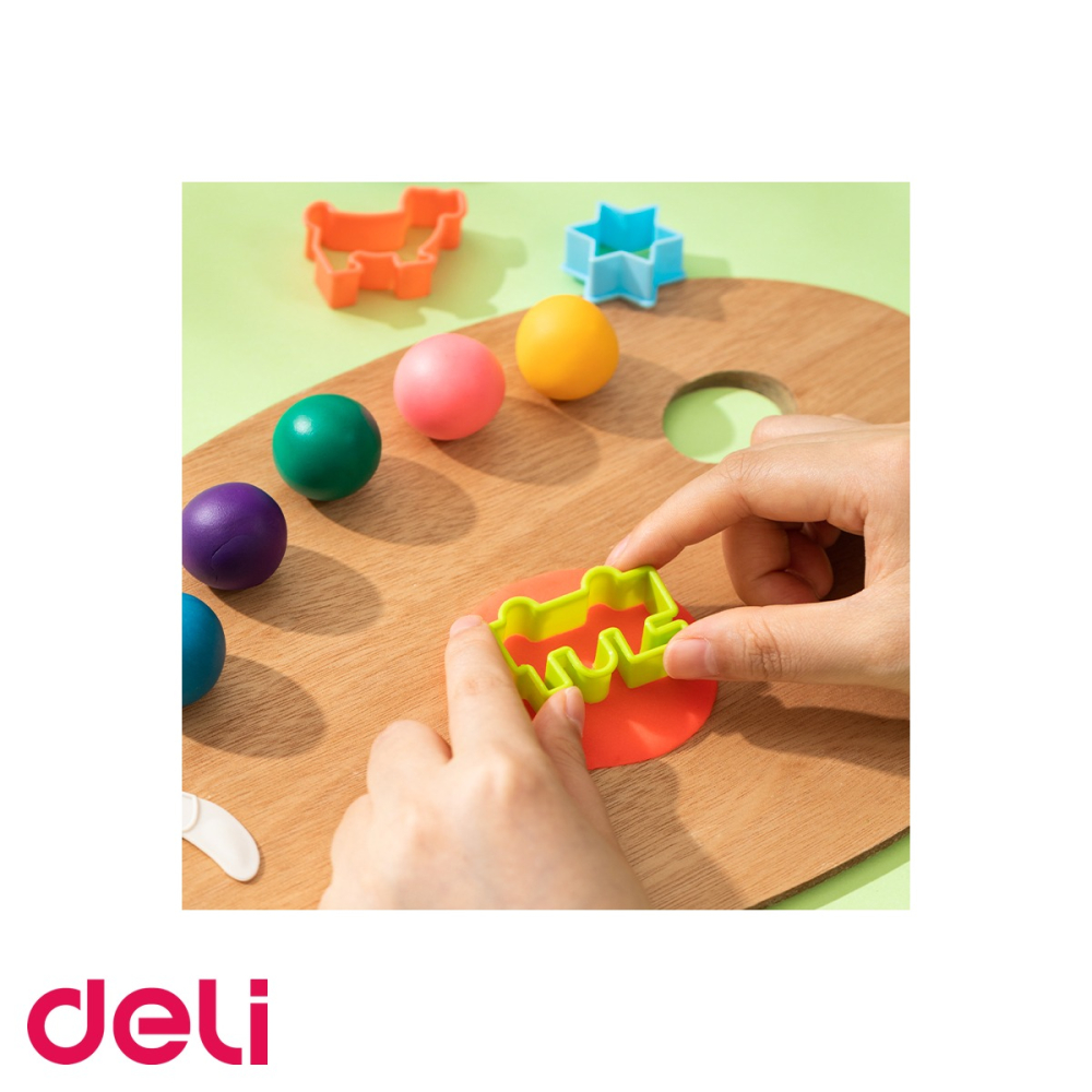 Plastilina soft Deli in galetusa cu capac, 12 culori, 160g, pentru modelaj si lucru manual [5]