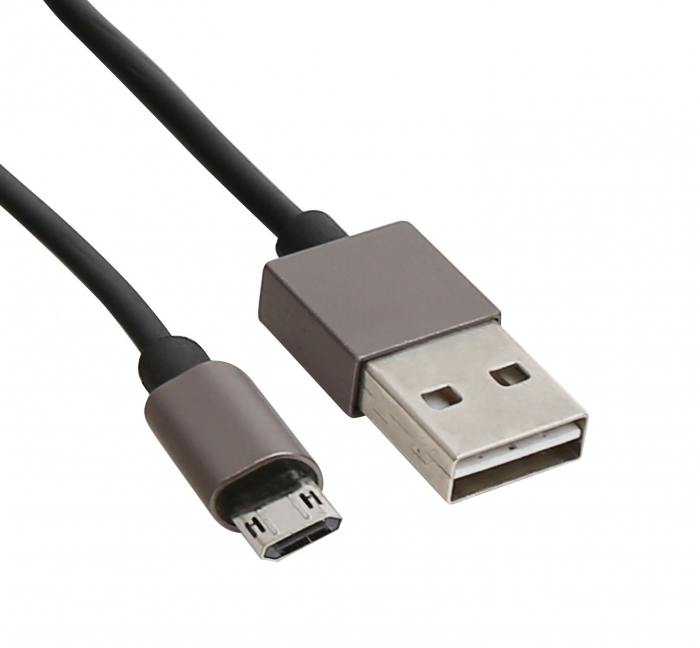 Cablu USB- microUSB reversible plugs, 1 m, negru [2]