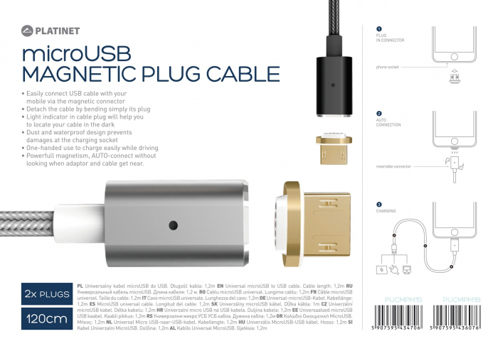 Cablu Platinet Micro Usb la Usb, with 1Xmagnetic 1m black - PUCMPM1B [5]