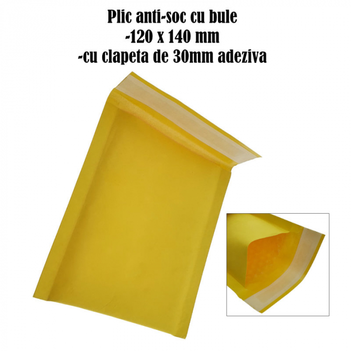 Plic anti-soc cu bule, 120 x 140 mm, TM-11896, cu clapeta de 30mm adeziva, galben [6]