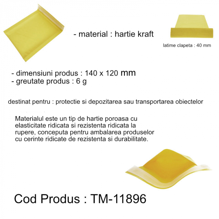 Plic anti-soc cu bule, 120 x 175 mm, A11, cu clapeta adeziva, galben [6]