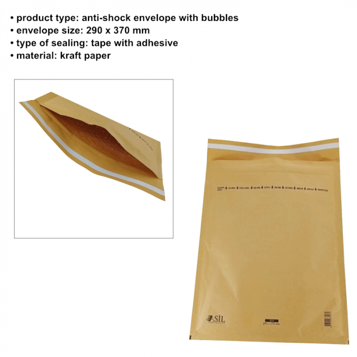 Plic anti-soc cu bule, 290 x 370 mm, 33296, cu clapeta de 30mm adeziva, maro [6]