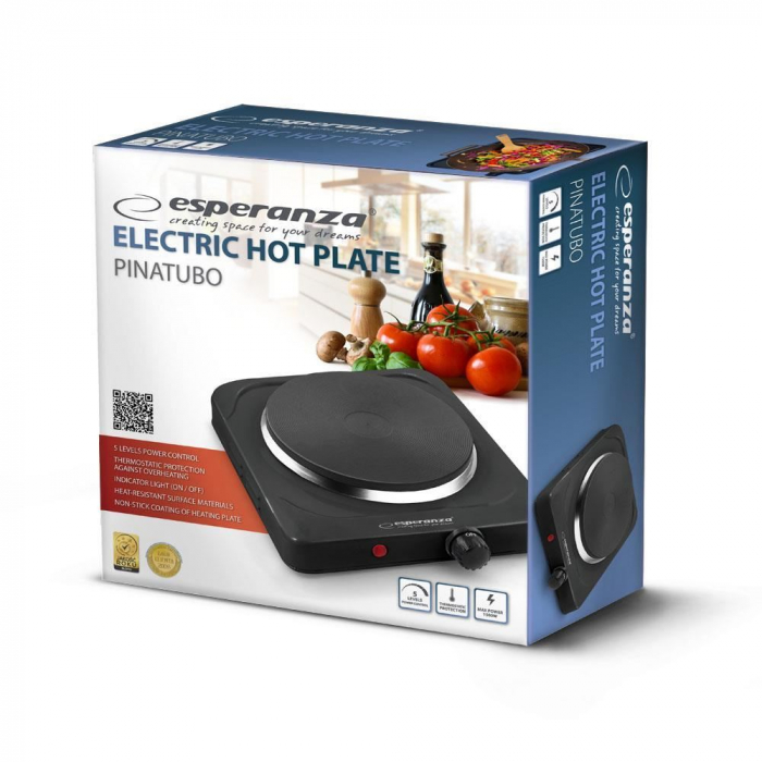 Plita electrica, Esperanza, 1000W, Negru [2]
