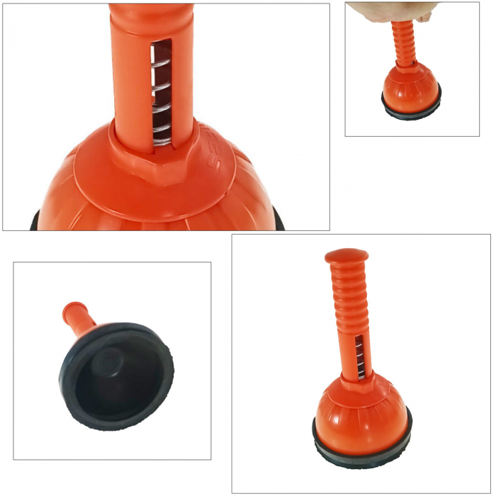 Pompa cu dubla actiune, ventuza diametru 11 cm, pentru desfundat scurgerea, aspiratie si compresie, maner de 13 cm cu arc [5]