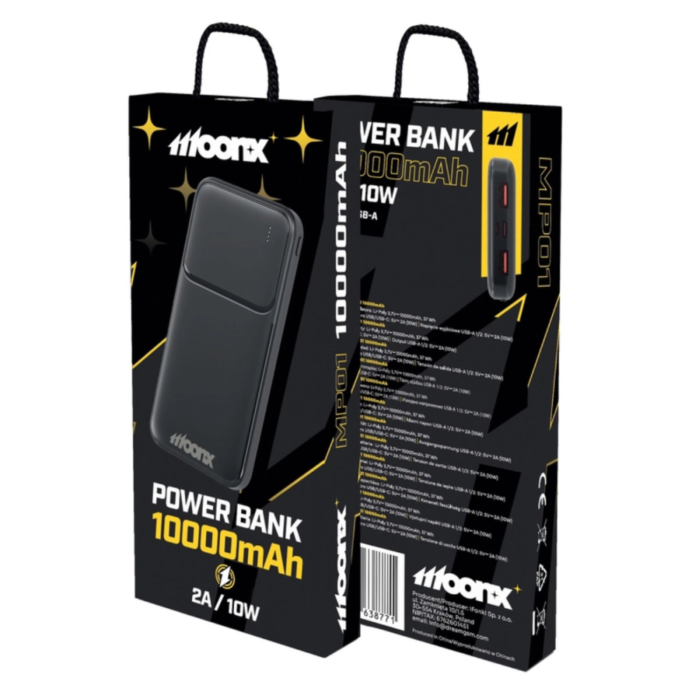 Power Bank 10000 mAh, Cu Doua Porturi USB si Intrare Duala MicroUSB/USB-C, pentru Incarcare Portabila a Telefonului, Tabletei si Altor Dispozitive, moonX [5]