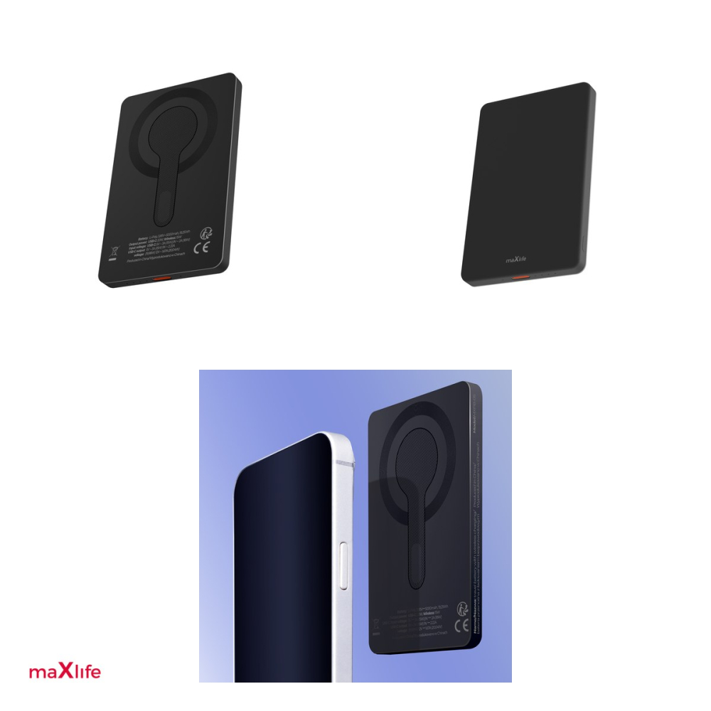 Power bank Maxlife wireless MXPB-05 20W PD 5000 mAh, intrare 5 V - 3 A/ 9 V - 2 A, Li-Poly, DC 5V/3A, 9V/2,22A, 12V/1,67A, USB-C, Negru [4]