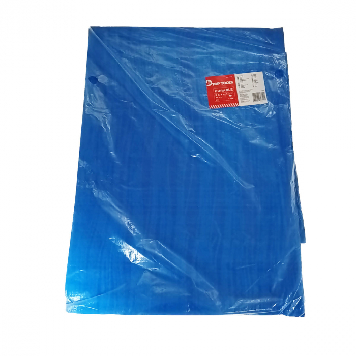 Prelata multifunctionala, 3 x 4 m, 60g/m², Top Tools, cu inele de prindere, albastra [4]