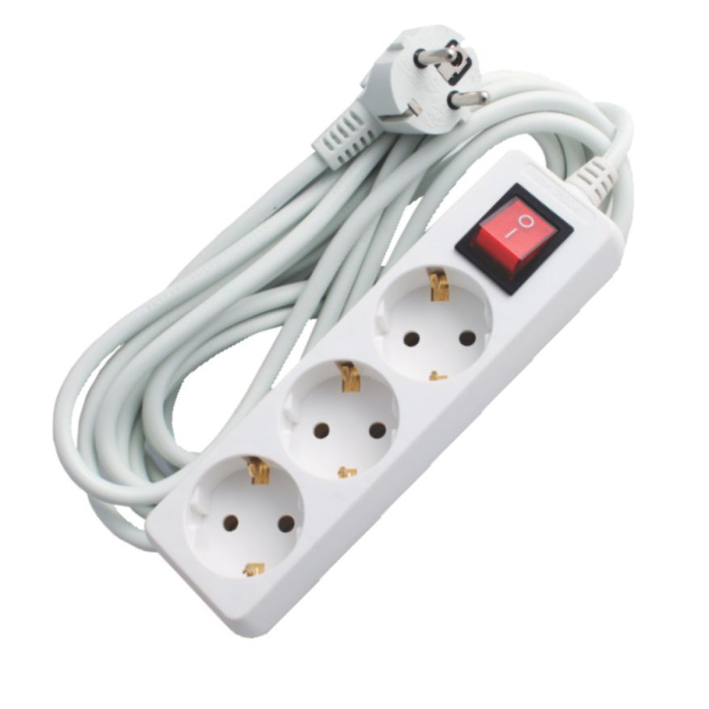 Prelungitor 3 Prize cu Intrerupator Cablu 5m 2200W Alb Control la Distanta [1]