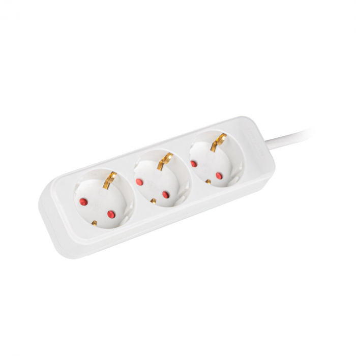 Prelungitor 3 prize Schuko, Lanberg 42024, lungime cablu de 1.5m, cablu din cupru de calitate, alb [4]