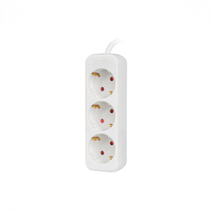 Prelungitor 3 prize Schuko, Lanberg 42024, lungime cablu de 1.5m, cablu din cupru de calitate, alb [2]