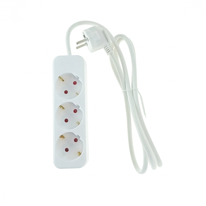 Prelungitor 3 prize Schuko, Lanberg 42024, lungime cablu de 1.5m, cablu din cupru de calitate, alb [5]