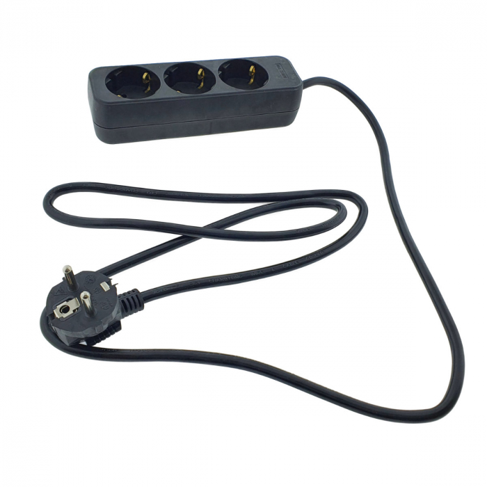 Prelungitor cu 3 prize schuko, Lanberg 42923, lungime 1.5 m, 2300W, contact de protectie, negru [4]