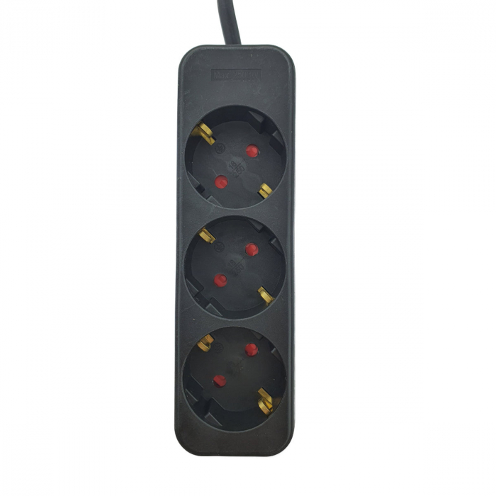 Prelungitor cu 3 prize schuko, Lanberg 42923, lungime 1.5 m, 2300W, contact de protectie, negru [2]