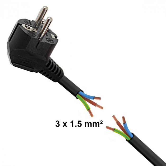 Prelungitor cu 3 prize si cablu cu lungime de 3m, 250V, 16A, sarcina maxima 3680W, cu impamantare si protectie copii, ES-96153, negru [3]